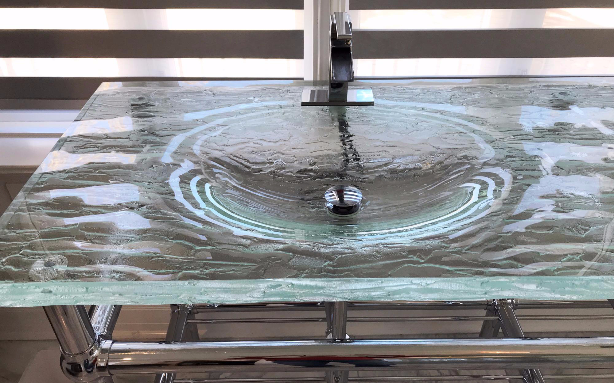 glass vanity in a bathroom